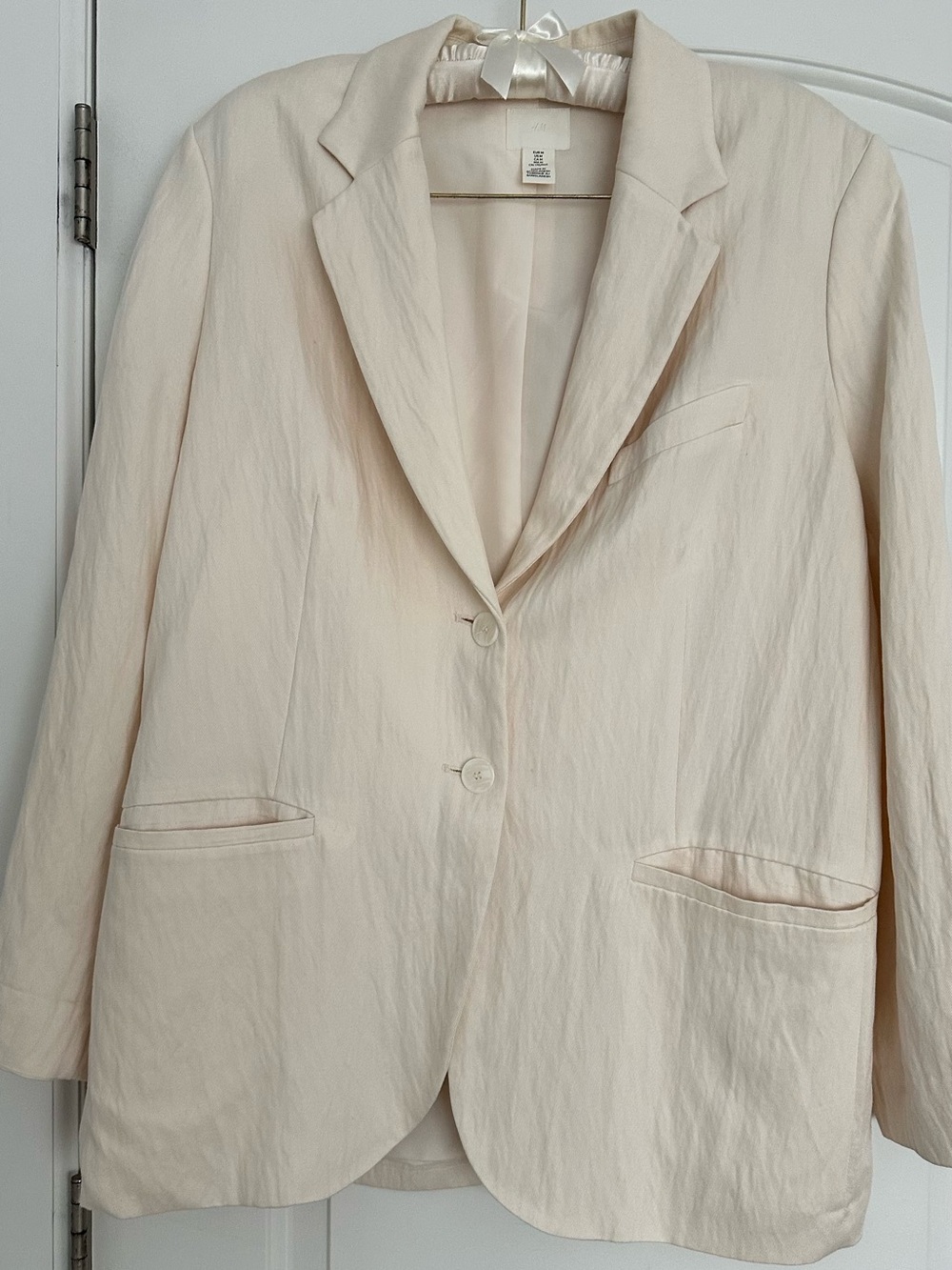 H&M Blazer in TEXTURED-WEAVE fabric Size M in cream color
